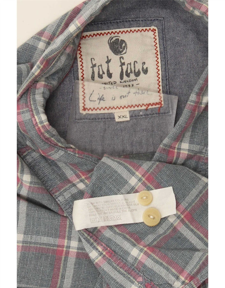 Мужская рубашка стандартного кроя Fat Face 2XL, серая хлопковая клетка в клетку