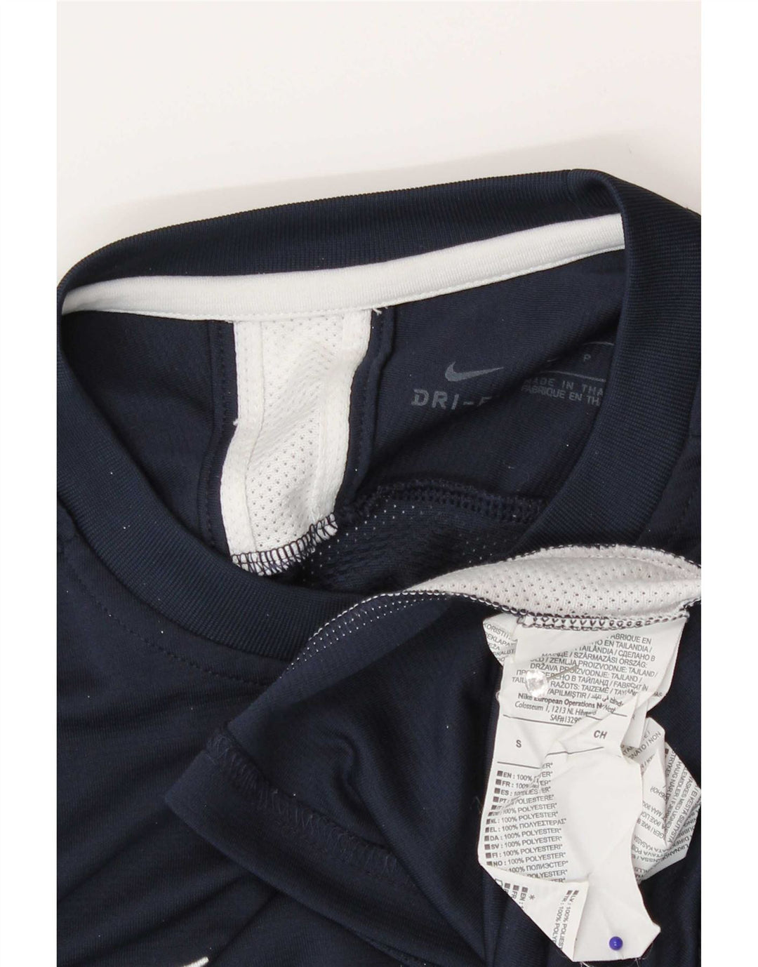 Мужская футболка Nike Dri Fit, маленькая, темно-синяя, полиэстер с цветными блоками