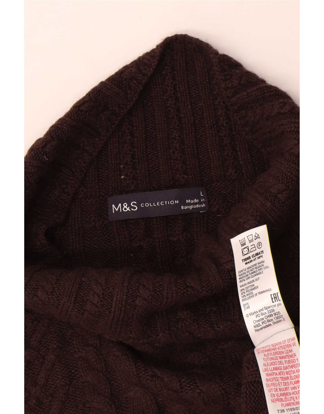 Женский джемпер с высоким воротником Marks & Spencer, Великобритания 16, большой коричневый