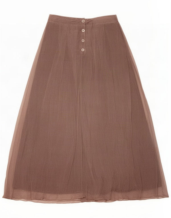 Jigsaw Womens Maxi Skirt UK 10 Small W28 Brown Silk
