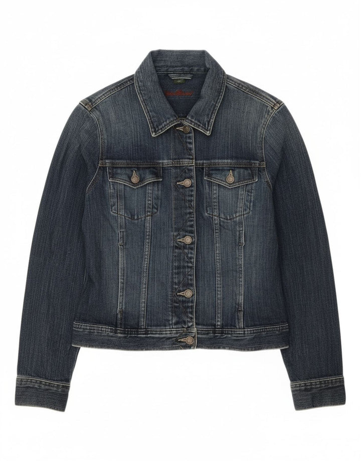 Женская укороченная джинсовая куртка Eddie Bauer UK 14, хлопок среднего синего цвета