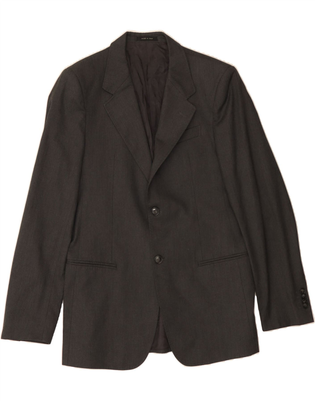EMPORIO ARMANI Mens 2 Button Blazer Jacket IT 50 Large Grey Polyester Vintage Emporio Armani and Second-Hand Emporio Armani from Messina Hembry 