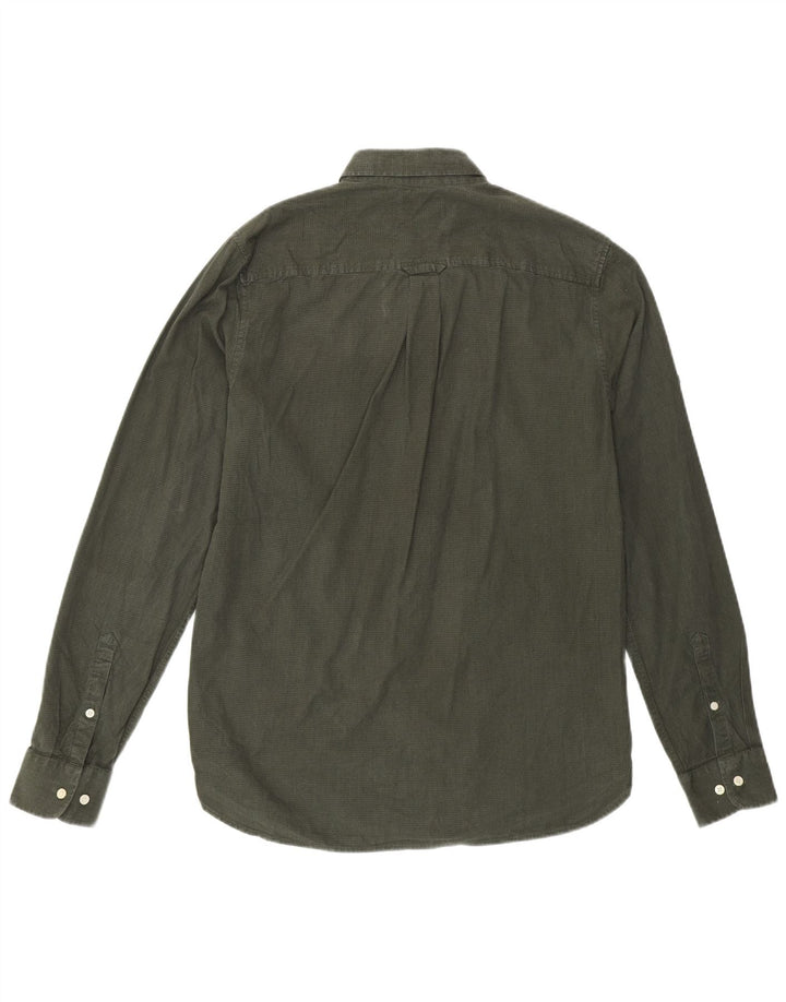 SUPERDRY Мужская рубашка маленького размера, цвет хаки, хлопок в клетку