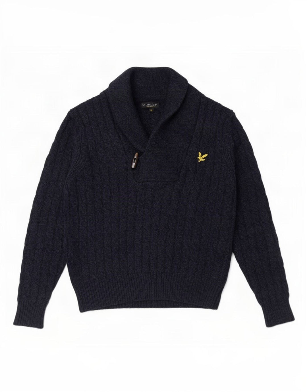 Мужской джемпер с отложным воротником Lyle & Scott, средний темно-синий шерстяной свитер