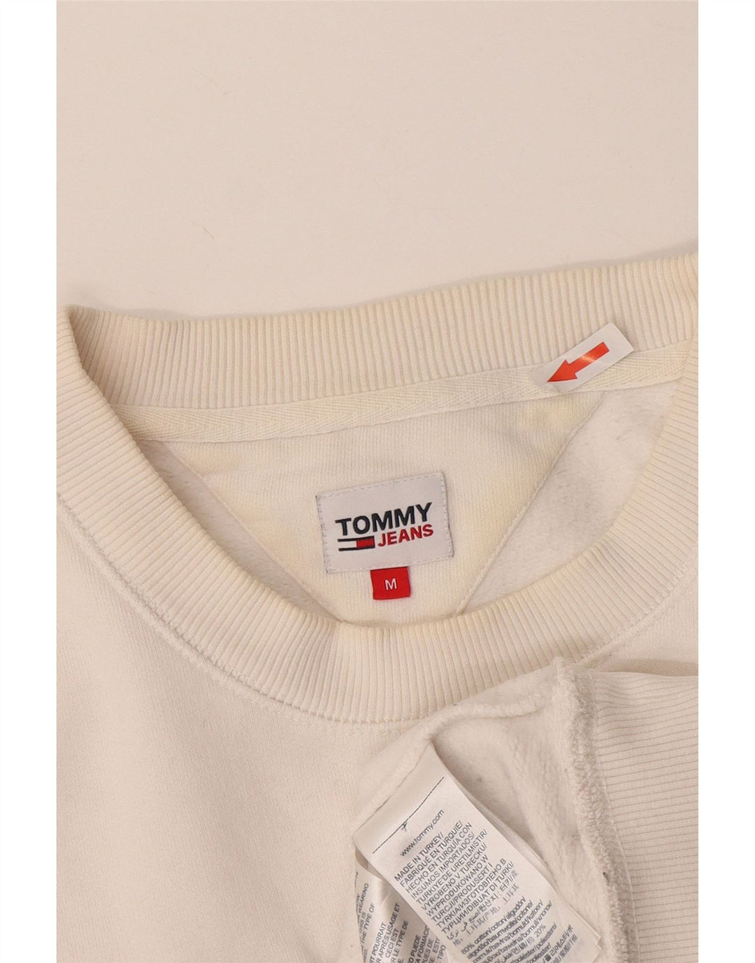 Мужской свитшот с рисунком Tommy Hilfiger, хлопковый джемпер среднего размера белого цвета