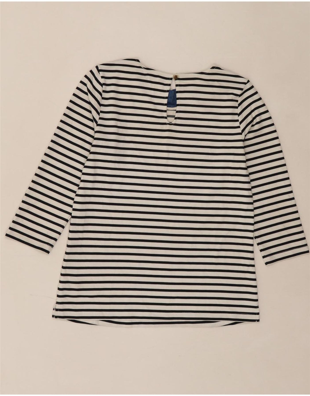 OASIS Womens Top 3/4 Sleeve UK 10 Small White Striped Cotton Vintage Oasis and Second-Hand Oasis from Messina Hembry 