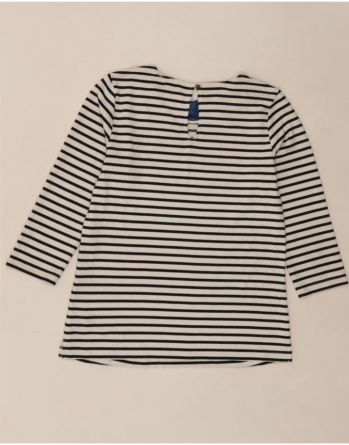 OASIS Womens Top 3/4 Sleeve UK 10 Small White Striped Cotton Vintage Oasis and Second-Hand Oasis from Messina Hembry 