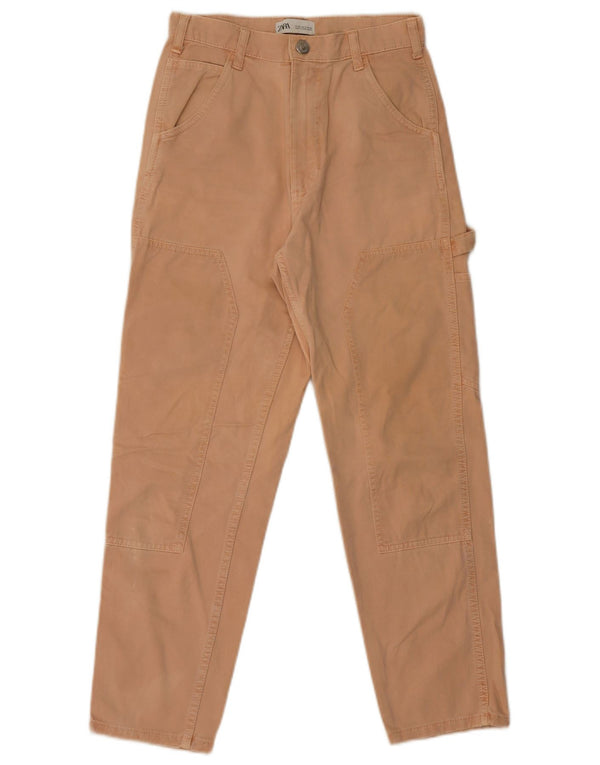 Zara Womens Cargo Tapered Jeans EU 36 XS W26 L26 Pink Cotton