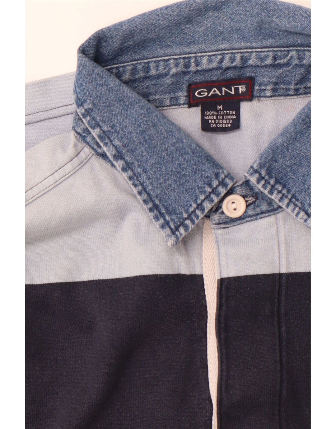 Мужская рубашка-поло для регби GANT с длинным рукавом, средний темно-синий полосатый хлопок