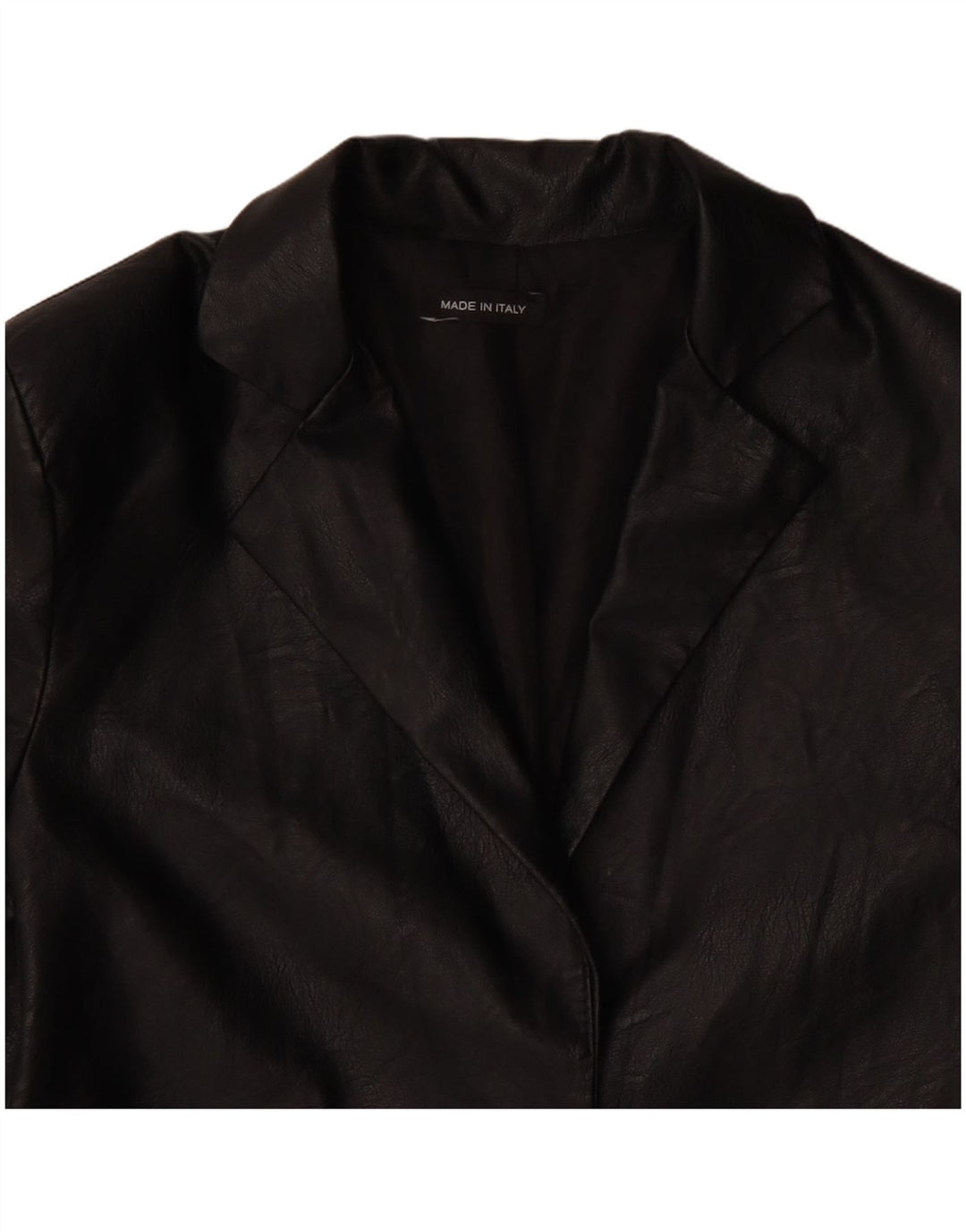 ВИНТАЖНЫЙ женский пиджак из искусственной кожи на 1 пуговице, Великобритания 12, средний черный