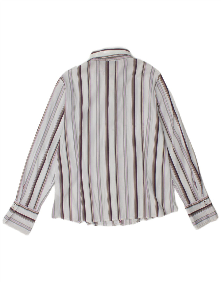 GERRY WEBER Womens Shirt UK 14 Medium White Striped Cotton
