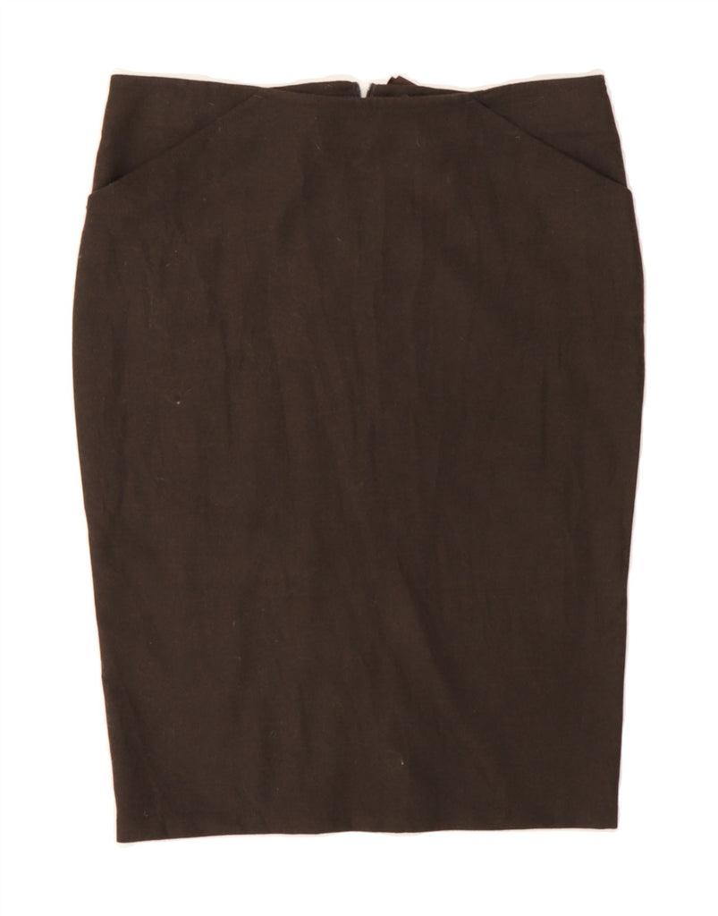ARMANI Womens Pencil Skirt IT 42 Medium W32  Brown Polyester Vintage Armani and Second-Hand Armani from Messina Hembry 