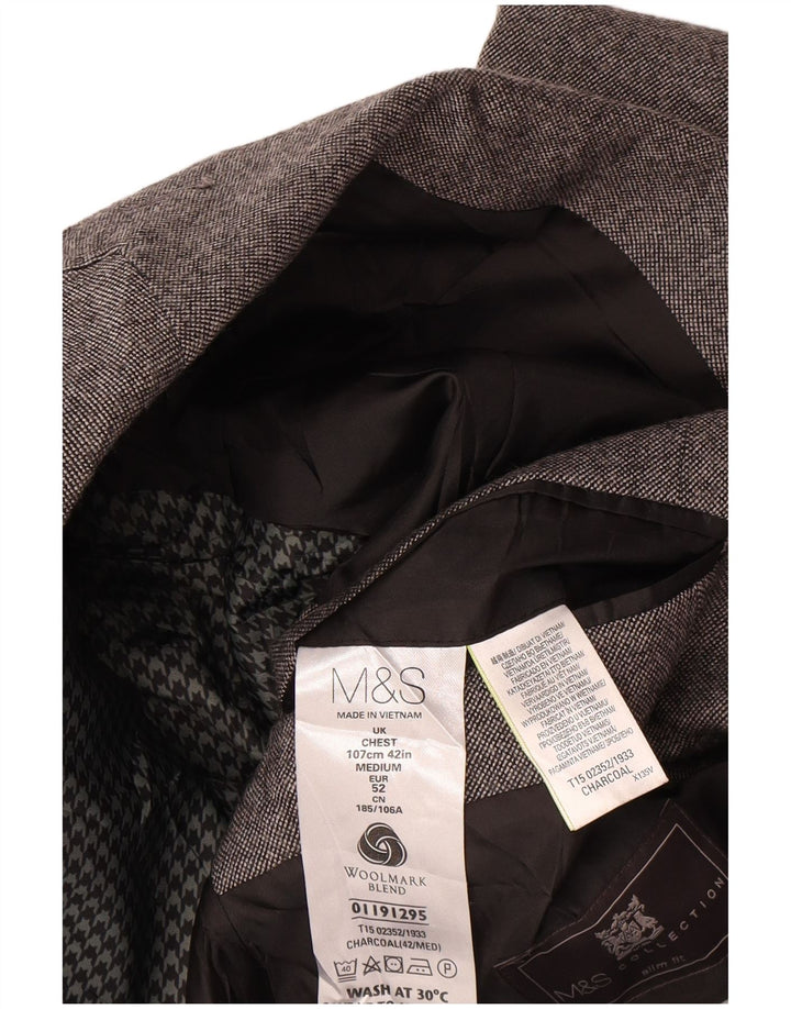 Мужской пиджак на двух пуговицах Marks & Spencer UK 42, большой серый шерстяной