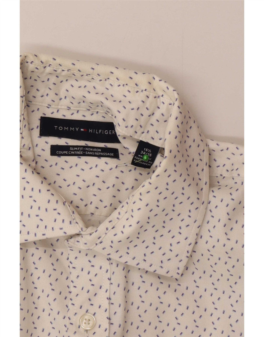 Мужская рубашка приталенного кроя Tommy Hilfiger, размер 15 1/2, средняя, белая в крапинку
