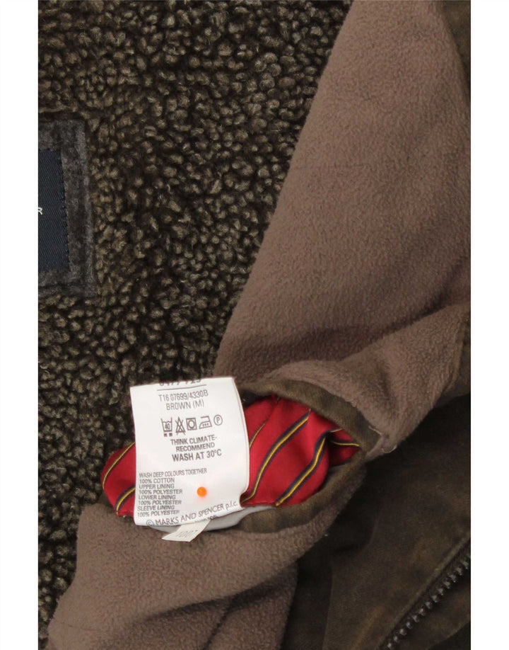 Мужская куртка-бомбер Marks & Spencer Blue Harbour Sherpa UK 38, средний коричневый