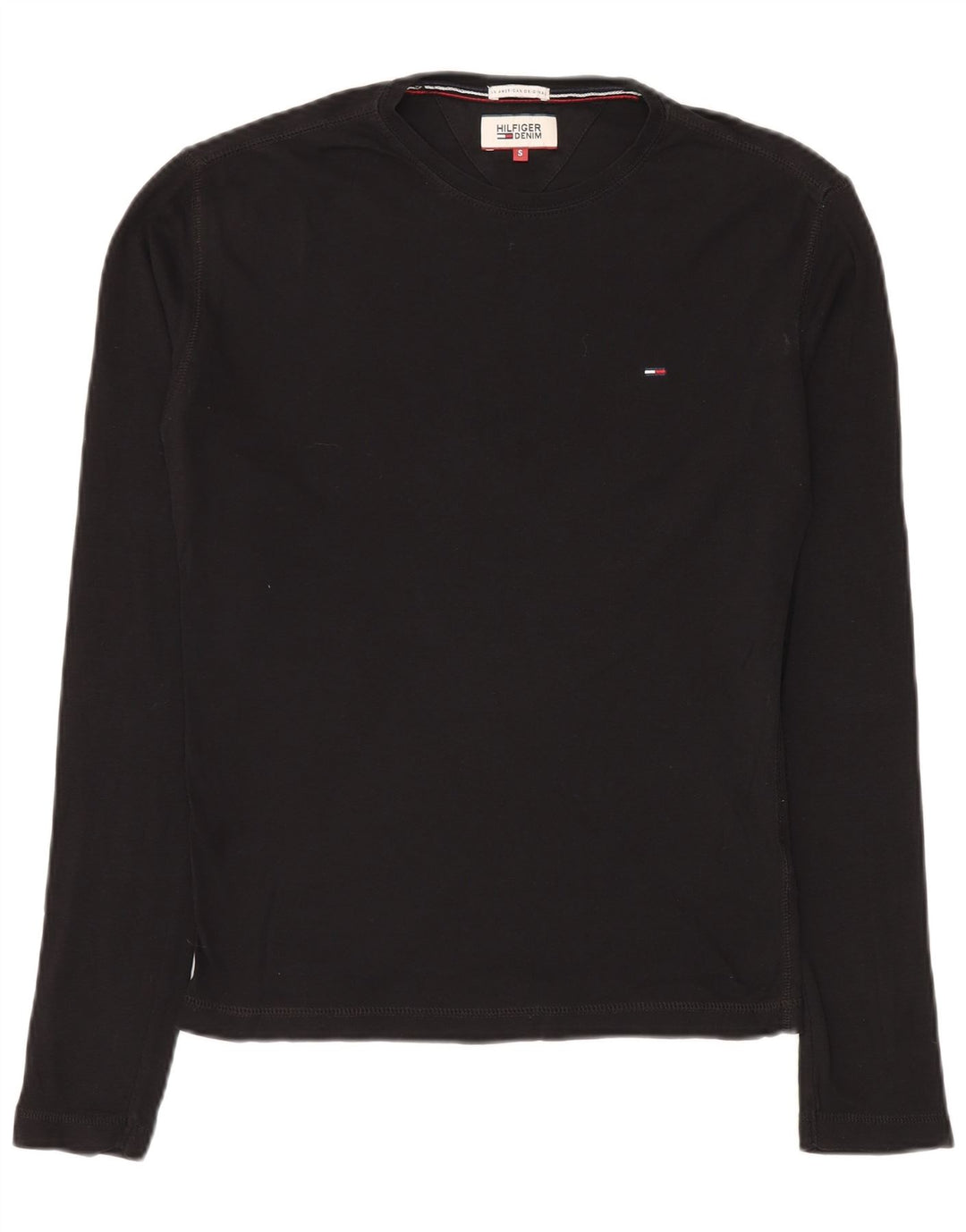 TOMMY HILFIGER Мужской топ с длинным рукавом, маленький черный, хлопок