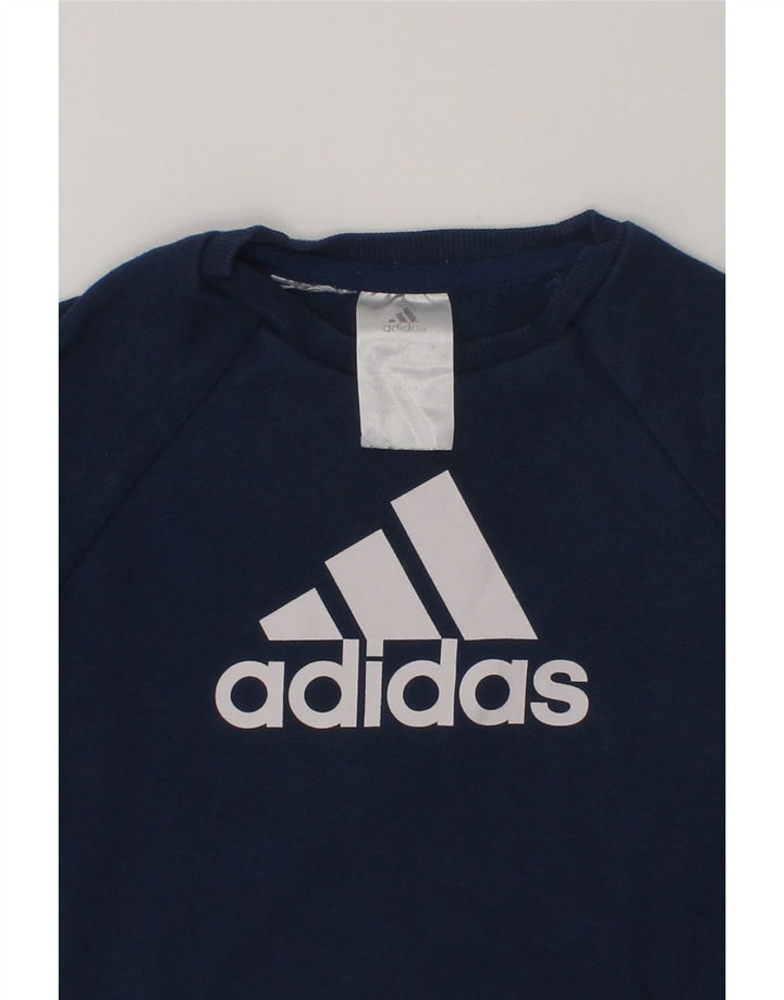 ADIDAS Baby Boys Graphic Sweatshirt Jumper 18-24 Months Navy Blue Cotton | Vintage Adidas | Thrift | Second-Hand Adidas | Used Clothing | Messina Hembry 