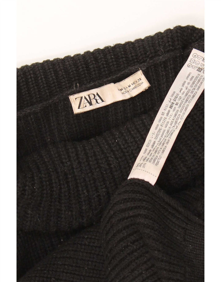 Женский джемпер Zara с высоким воротником, Великобритания 14, средний черный, вискоза