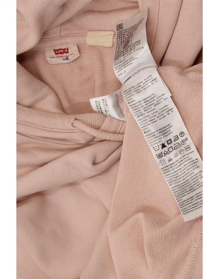 Женский джемпер с капюшоном оверсайз LEVI'S UK 14, хлопок среднего розового цвета