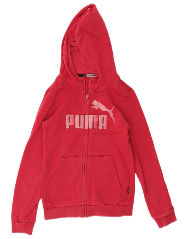 Свитер с капюшоном и молнией с графическим рисунком для девочек Puma, 9–10 лет, розовый