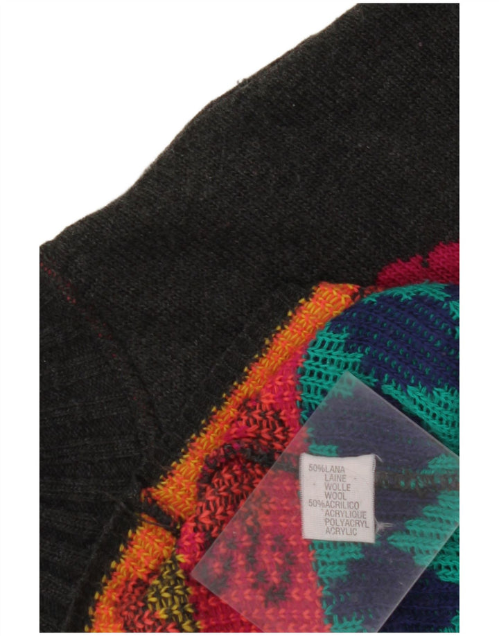 ВИНТАЖНЫЙ женский джемпер с высоким воротником, Великобритания, 18 XL, разноцветный с геометрическим узором