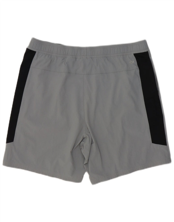 Мужские спортивные шорты Calvin Klein Performance XL, серые, полиэстер с цветными блоками