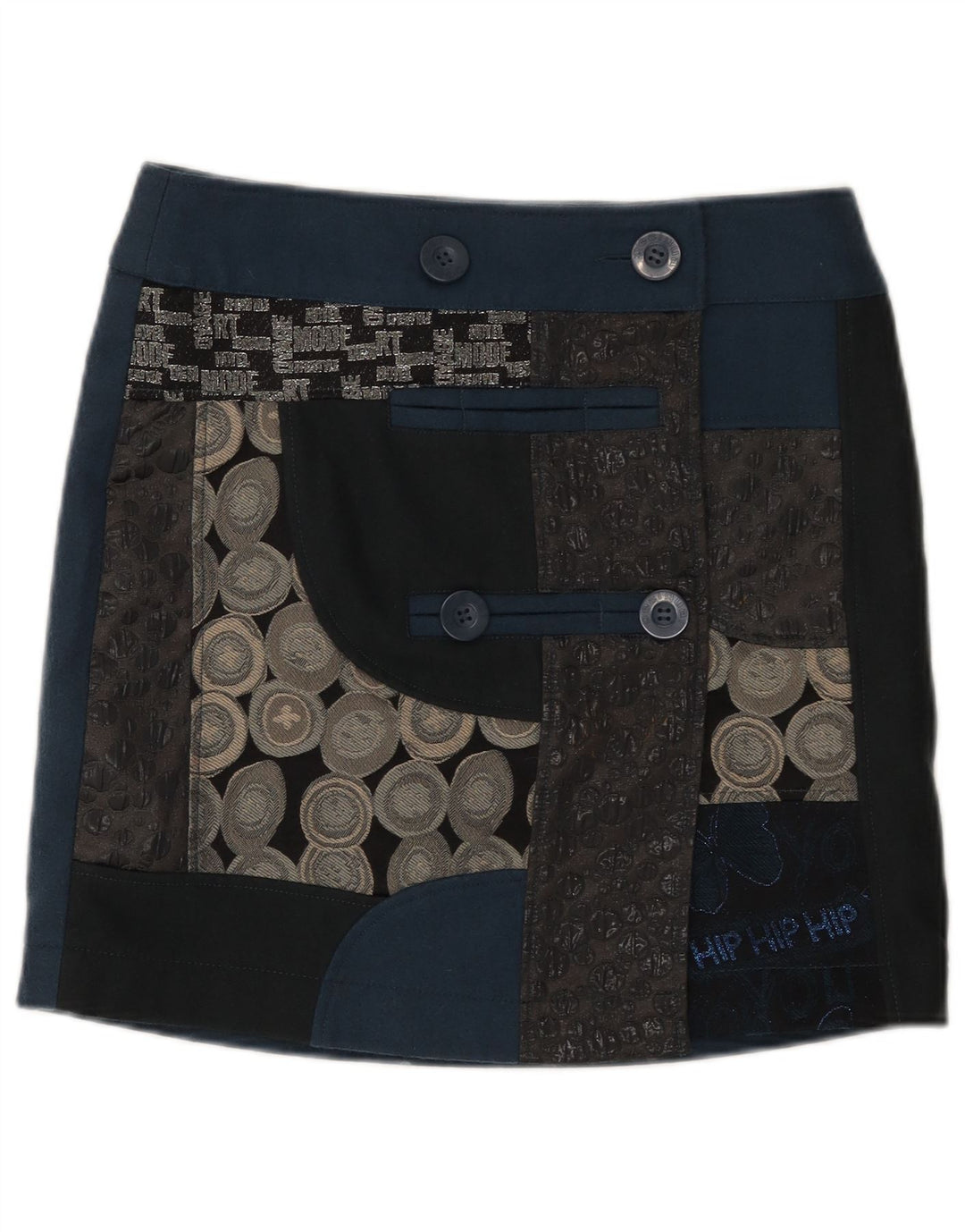 Женская юбка-трапеция Desigual EU 38 Medium W32 Темно-синяя с геометрическим рисунком