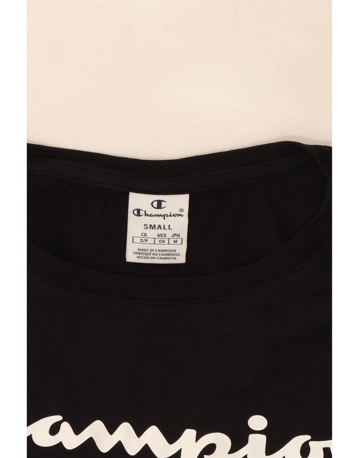 Женская укороченная футболка большого размера с рисунком CHAMPION, UK 10, маленькая, черная