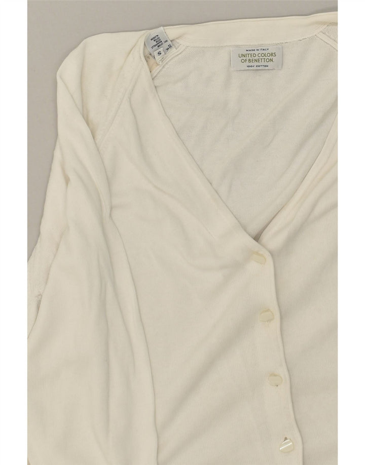 BENETTON Womens Oversized Cardigan Sweater UK 10 Small White Cotton | Vintage Benetton | Thrift | Second-Hand Benetton | Used Clothing | Messina Hembry 