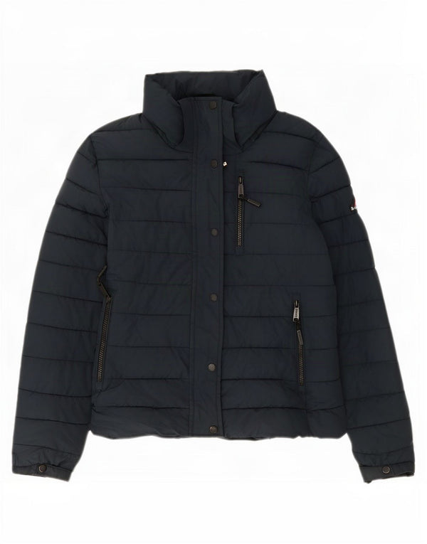 Женская стеганая куртка Superdry UK 10, маленький размер, темно-синий, полиэстер