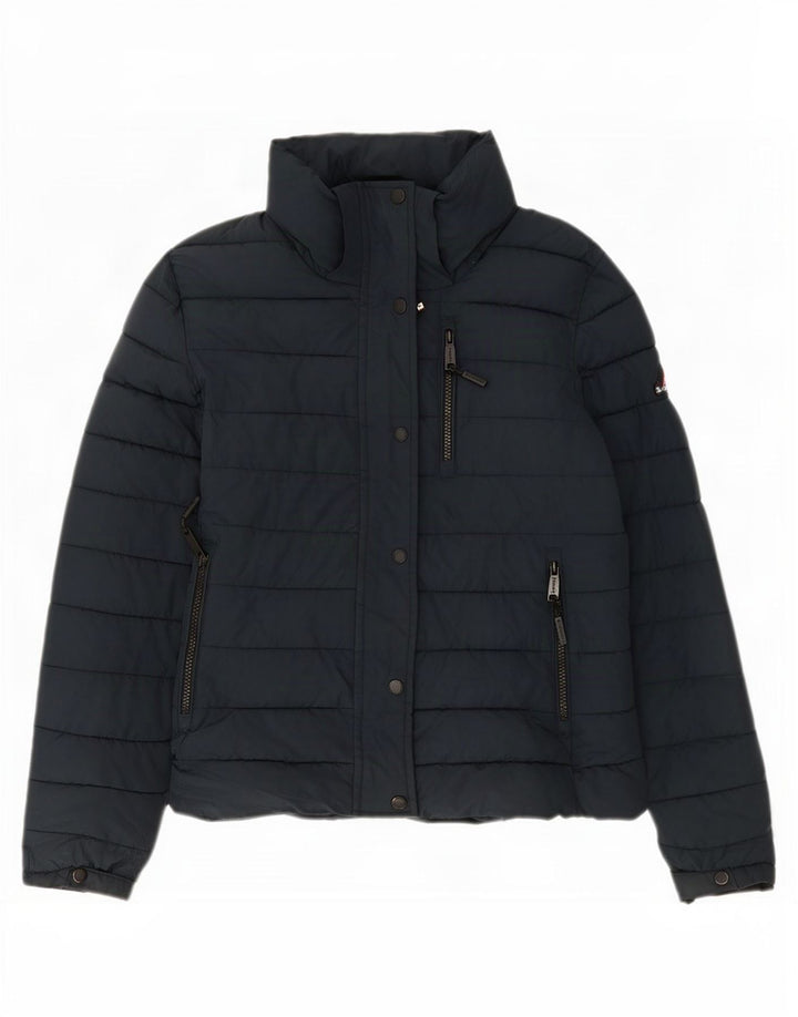 Женская стеганая куртка Superdry UK 10, маленький размер, темно-синий, полиэстер