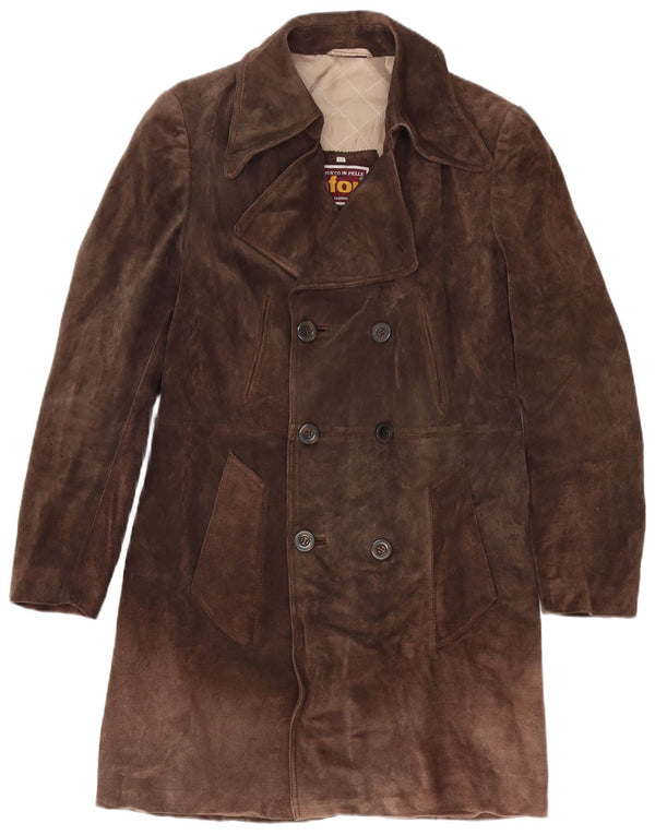 Мужское замшевое двубортное пальто Anfor IT 48 Medium Brown Leather