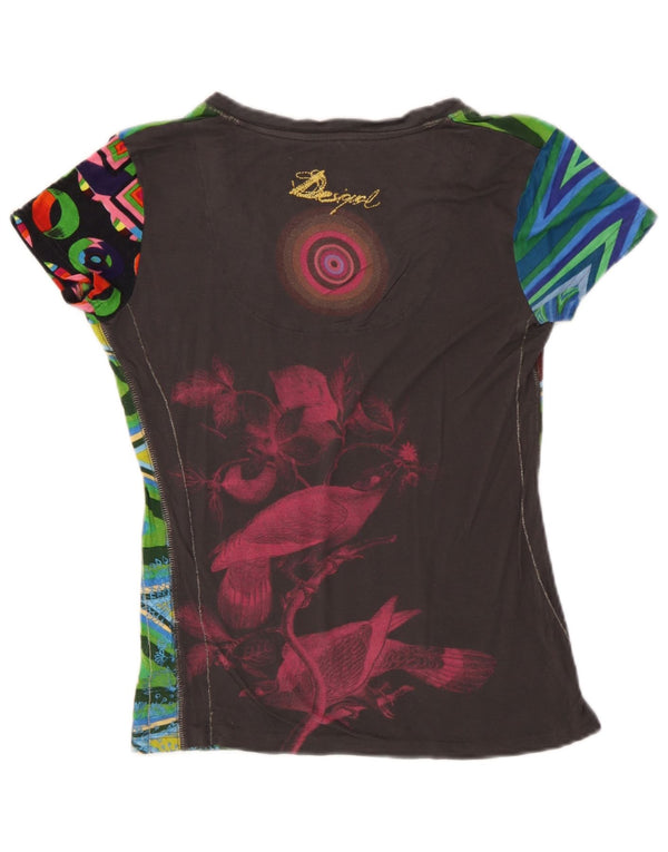 Desigual Womens Graphic T-Shirt Top UK 12 Medium Multicoloured Butterfly