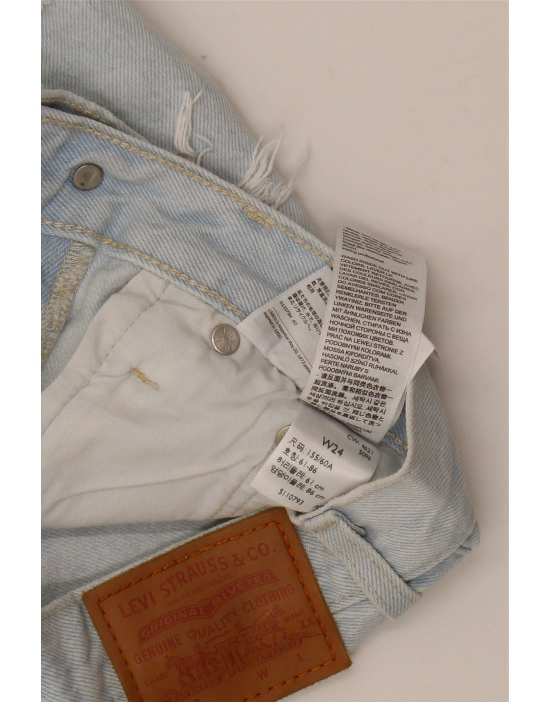 Женские джинсовые шорты LEVI'S 501 W24 XS синие, хлопок