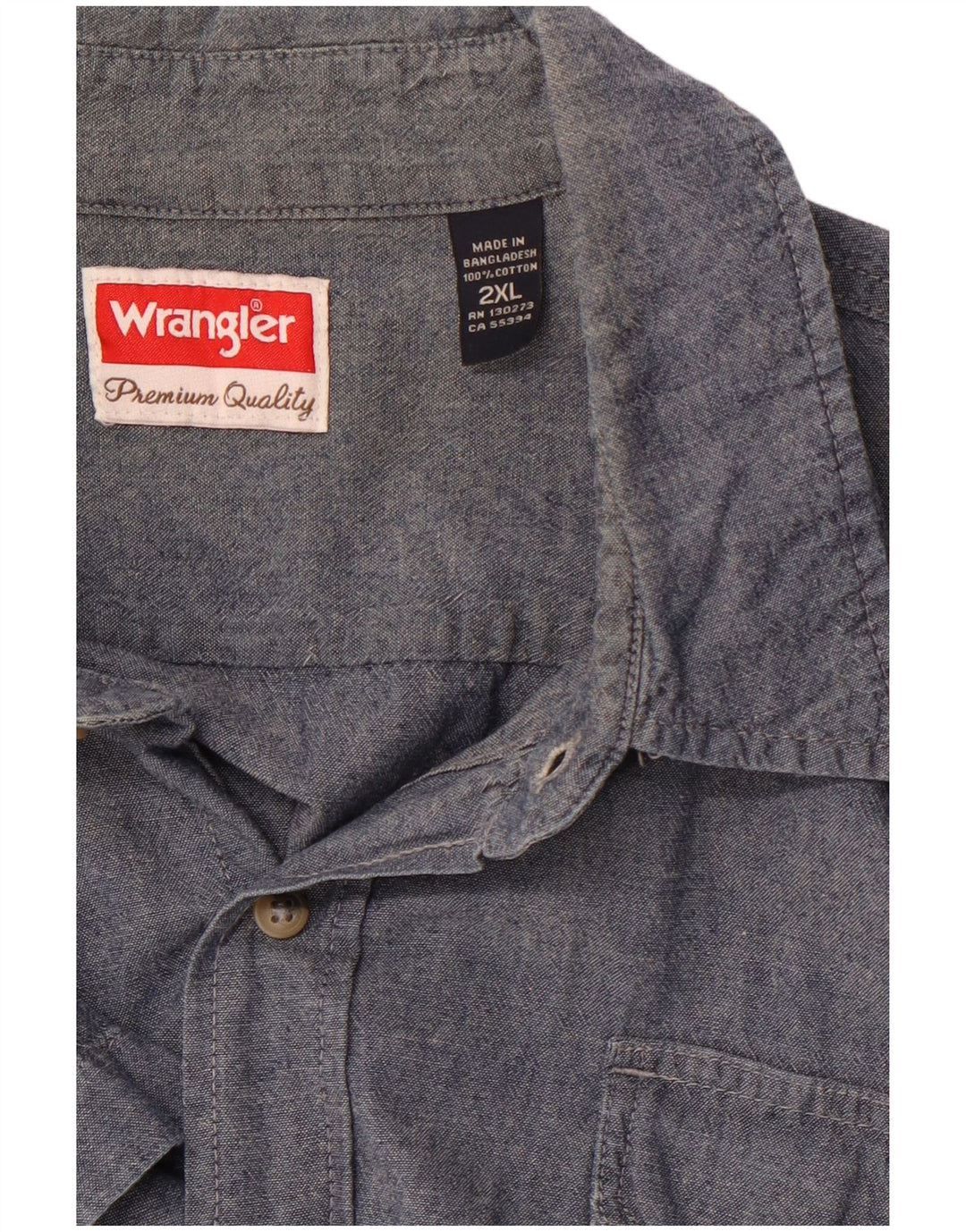 Мужская рубашка с коротким рукавом WRANGLER 2XL, синяя, хлопок