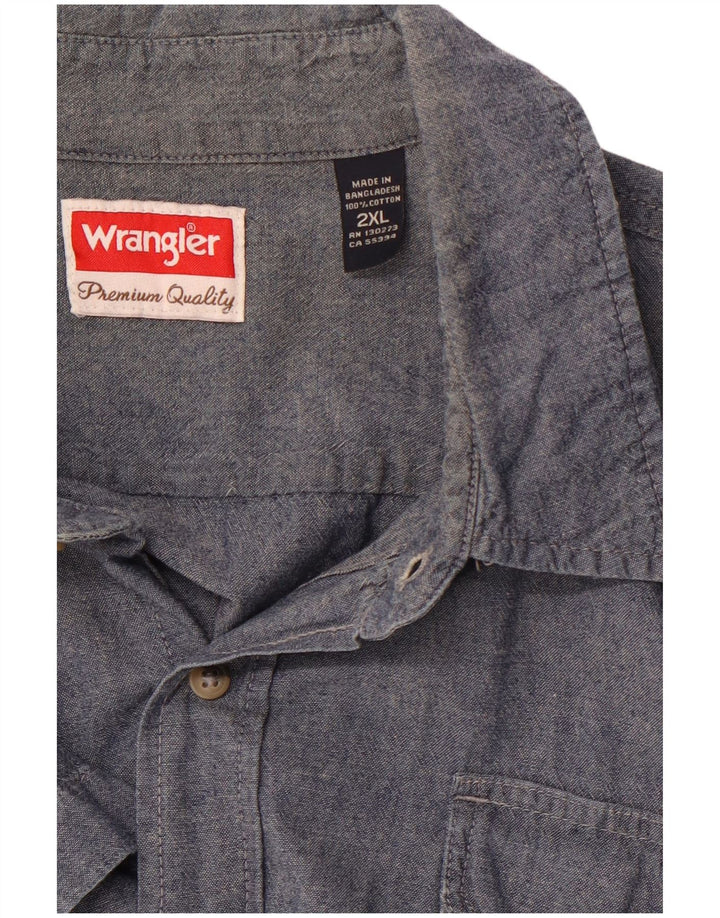 Мужская рубашка с коротким рукавом WRANGLER 2XL, синяя, хлопок