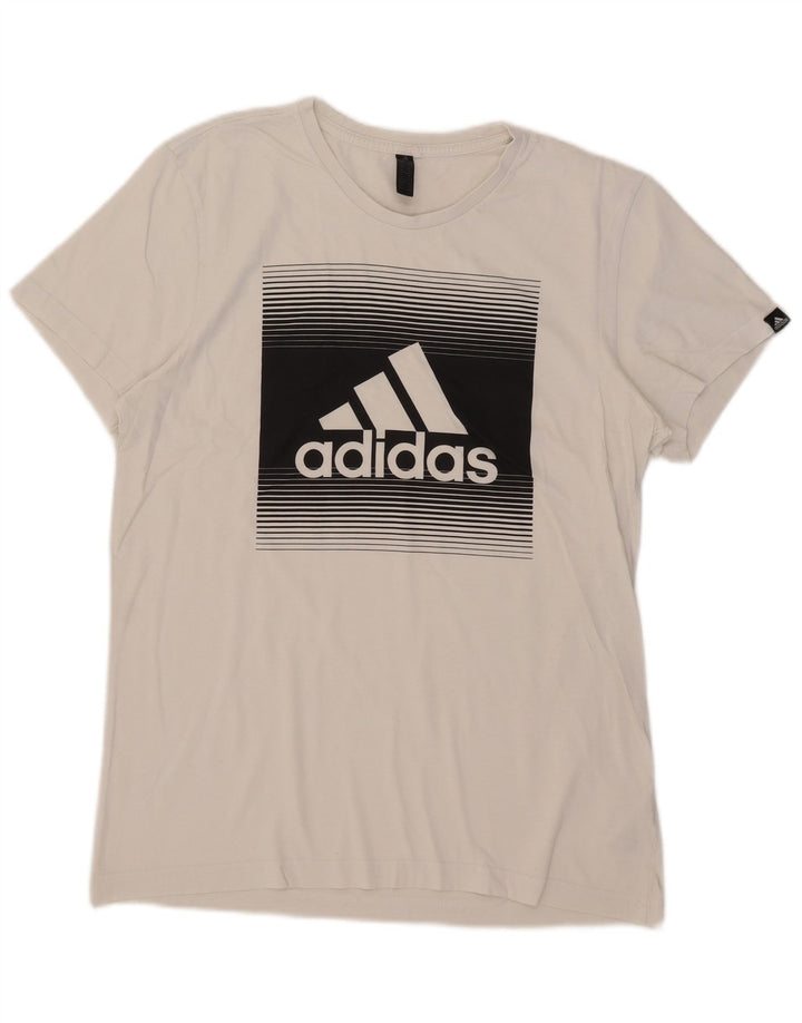 Adidas Мужская футболка с рисунком Топ среднего размера, белый хлопок