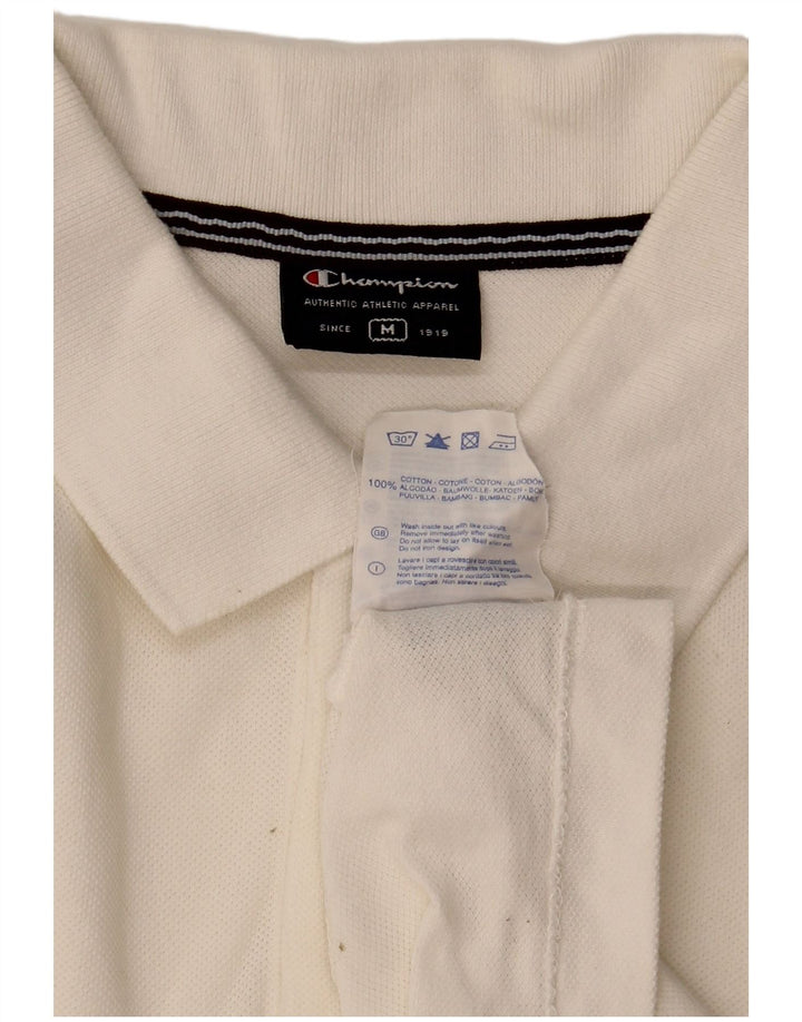 CHAMPION Mens Polo Shirt Medium White Cotton