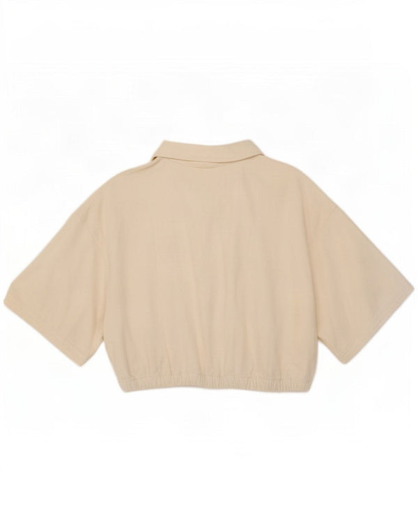 Женская укороченная рубашка-поло Zara UK 16 XL, белый хлопок