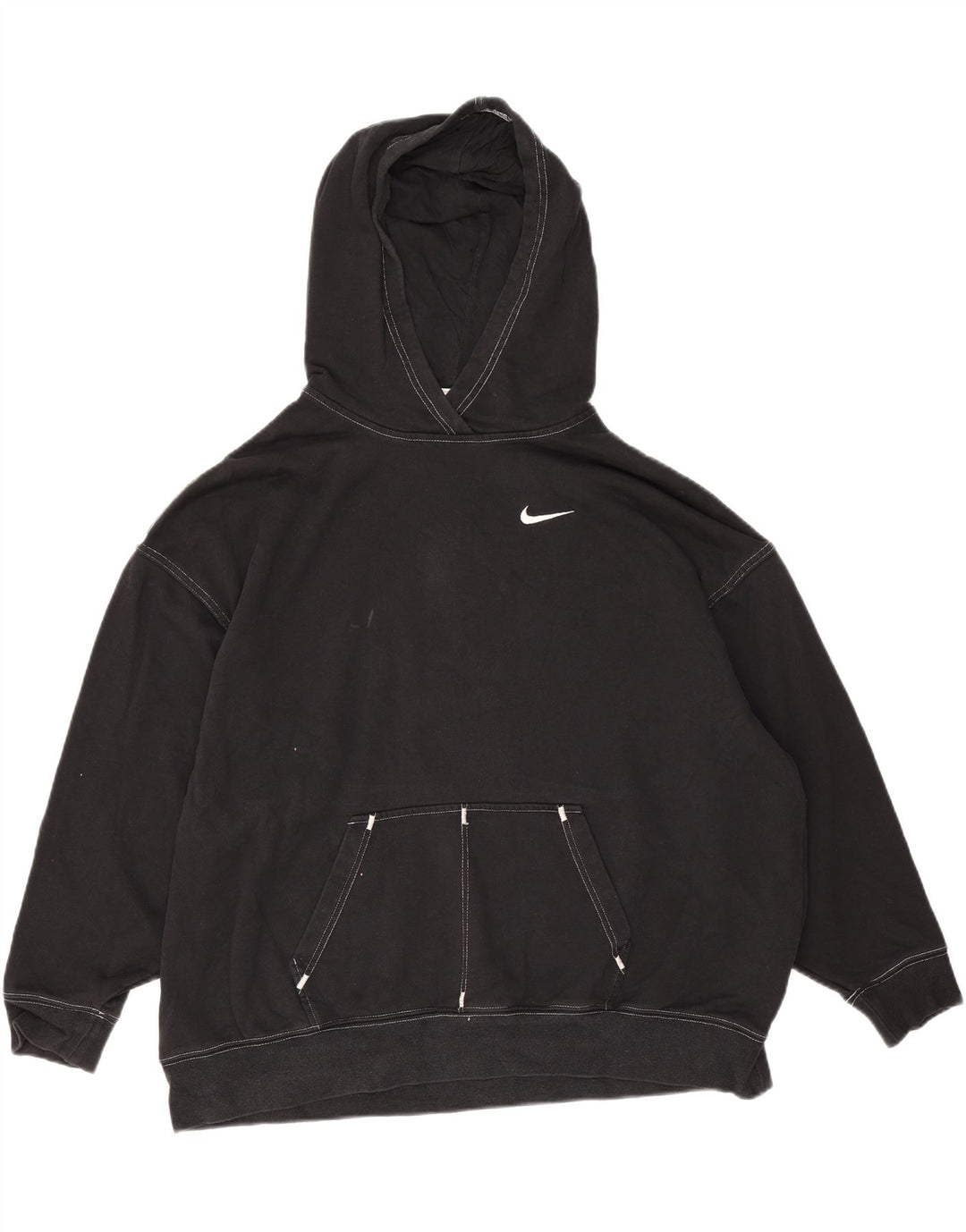 Мужской джемпер с капюшоном Nike Oversized, маленький черный, хлопковый