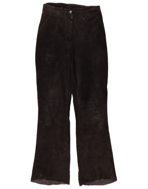 ВИНТАЖНЫЕ женские замшевые брюки Bootcut W28 L31, черные кожаные