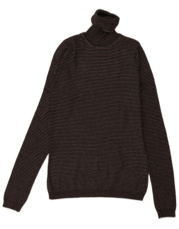 Женский укороченный джемпер с высоким воротником Zara UK 12, средний серый вискоза в тонкую полоску