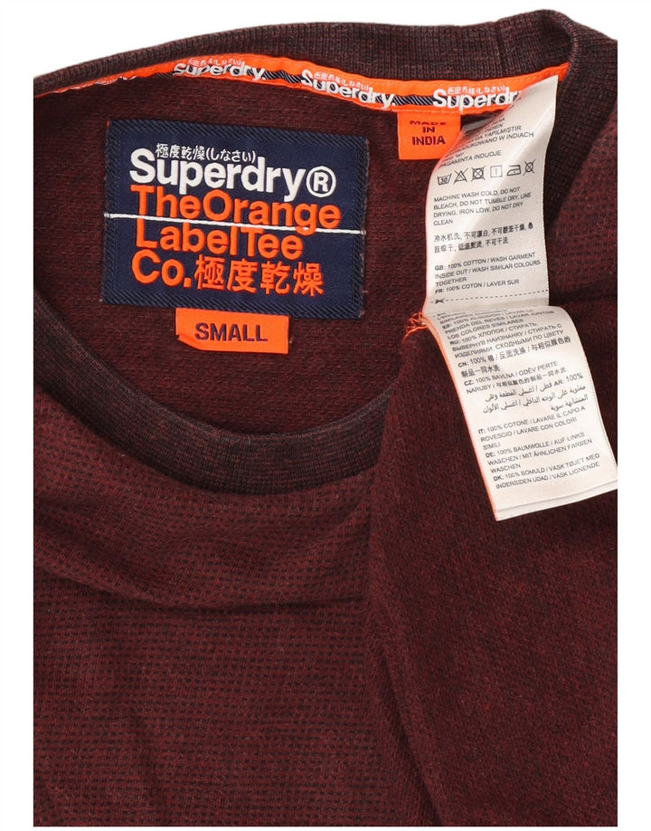 Мужской топ Superdry с длинным рукавом, маленький бордовый хлопок