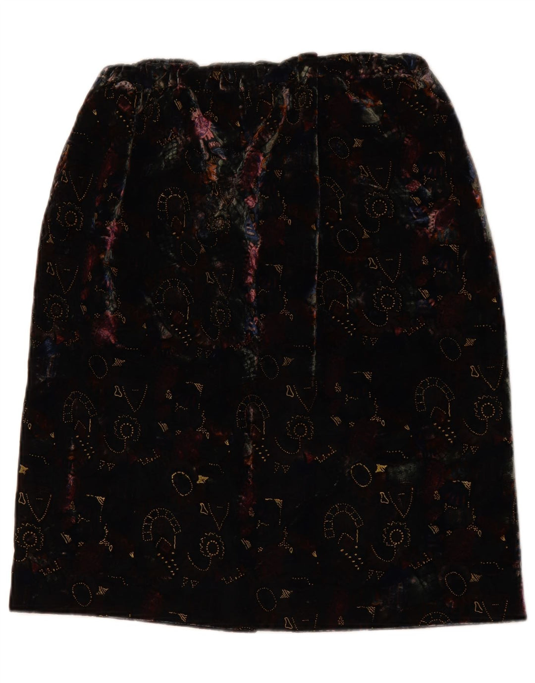 Винтажная женская бархатная прямая юбка с абстрактным узором W28, средний черный цвет