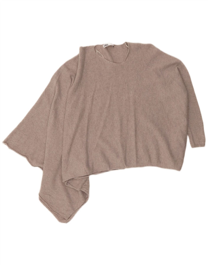 Женский асимметричный джемпер с круглым вырезом Zara UK 14, средний серый цвет