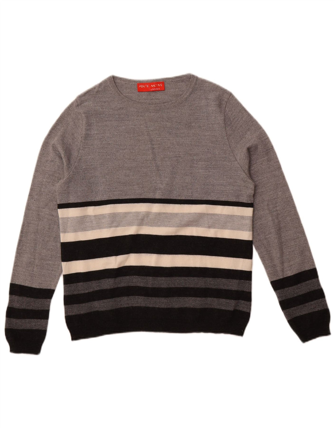 Женский джемпер с вырезом «лодочка» Perte by Krizia UK 14, средний серый в полоску