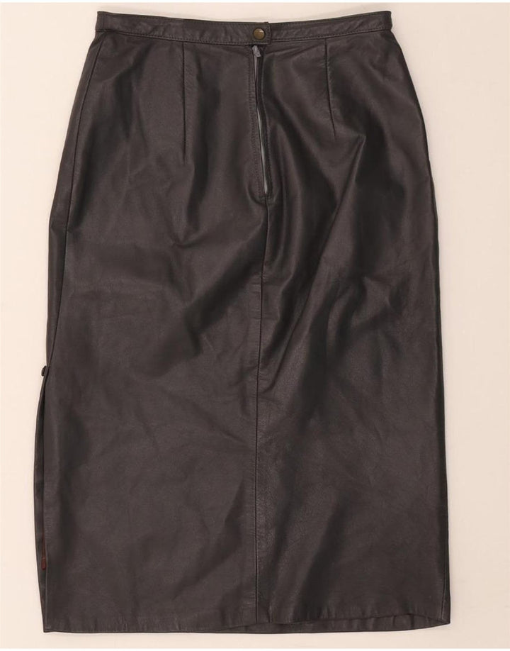 VINTAGE Womens Midi Leather Skirt W24 XS Black Vintage Vintage and Second-Hand Vintage from Messina Hembry 