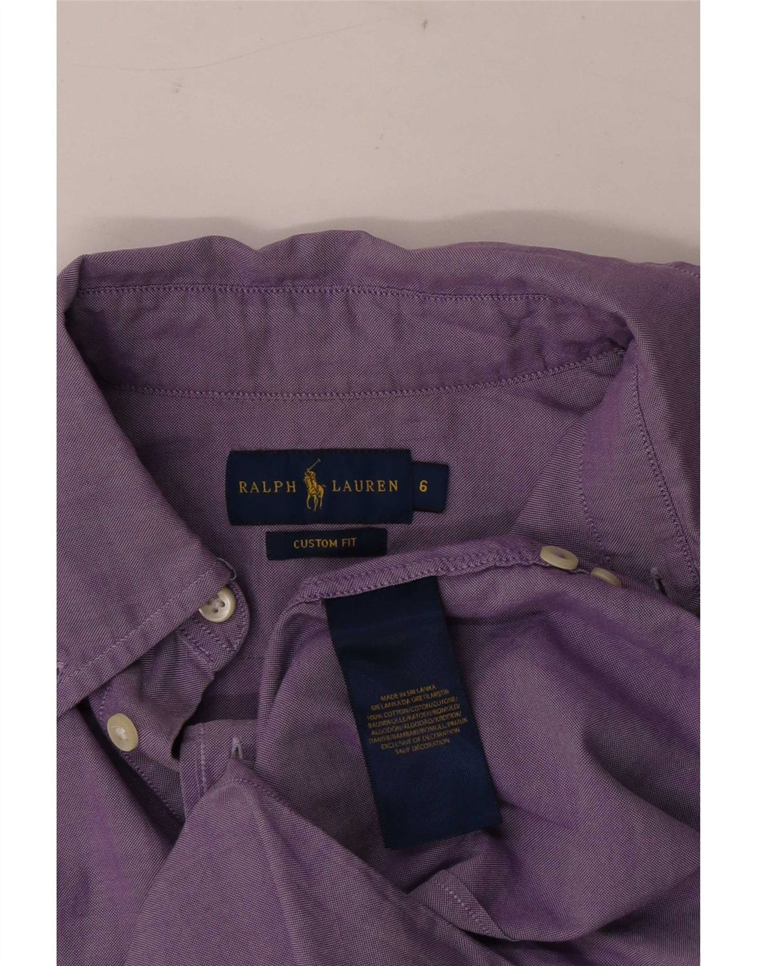 Мужская рубашка индивидуального кроя Ralph Lauren, размер США 6, средний фиолетовый хлопок