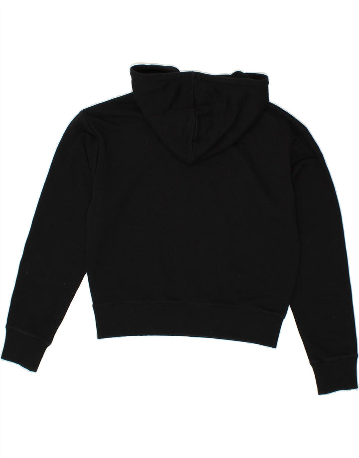 CHAMPION Womens Crop Hoodie Jumper UK 14 Medium Black Vintage Champion and Second-Hand Champion from Messina Hembry 