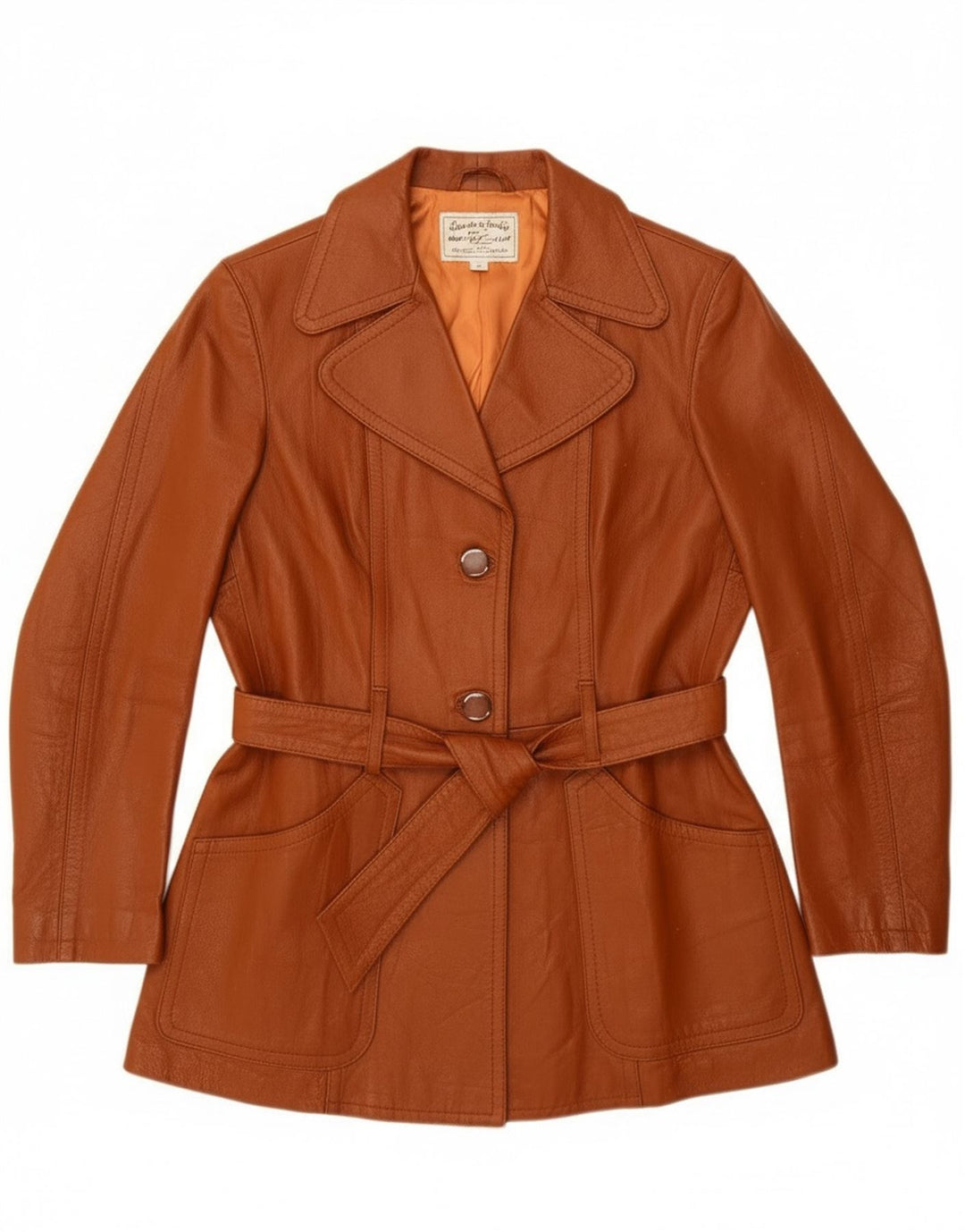 Винтажная женская кожаная куртка UK 14, кожа среднего коричневого цвета